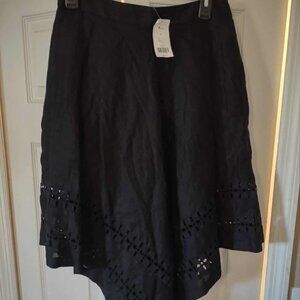 Banana Republic Black Handkerchief Style Crochet Bottom Midi Skirt